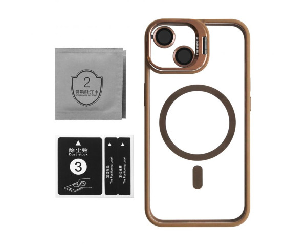 Чохол з функцією MagSafe для Apple iPhone 12 Pro з підставкою та захистом для камер gold brown (9)