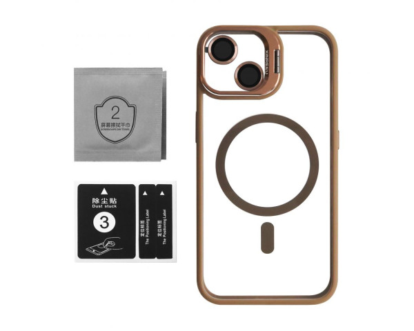 Чохол з функцією MagSafe для Apple iPhone 13 з підставкою та захистом для камер gold brown (9)