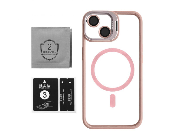Чохол з функцією MagSafe для Apple iPhone 13 з підставкою та захистом для камер pink (10)