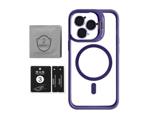 Чехол с функцией MagSafe для Apple iPhone 13 Pro с подставкой и защитой для камер violet