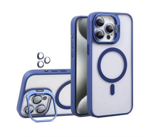 Чехол с функцией MagSafe для Apple iPhone 13 Pro с подставкой и защитой для камер dark blue