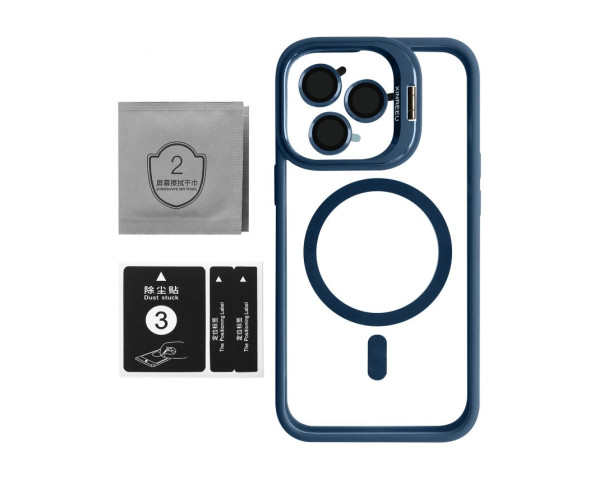 Чехол с функцией MagSafe для Apple iPhone 13 Pro с подставкой и защитой для камер dark blue