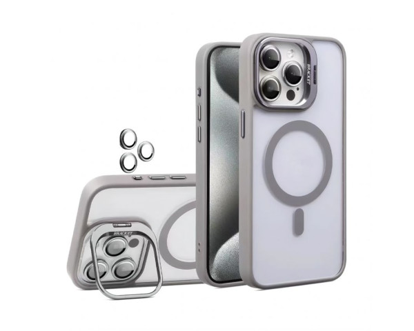 Чехол с функцией MagSafe для Apple iPhone 13 Pro с подставкой и защитой для камер light grey