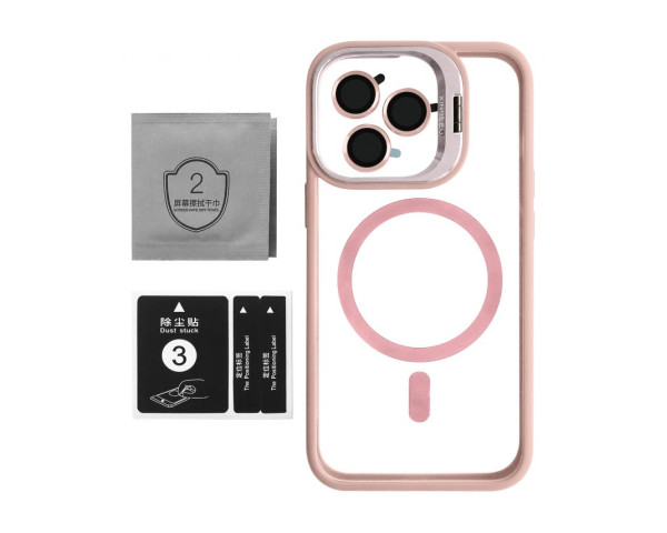 Чохол з функцією MagSafe для Apple iPhone 13 Pro з підставкою та захистом для камер pink (10)