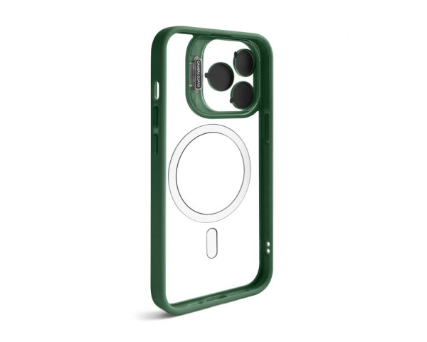 Чехол с функцией MagSafe для Apple iPhone 13 Pro Max с подставкой и защитой для камер green