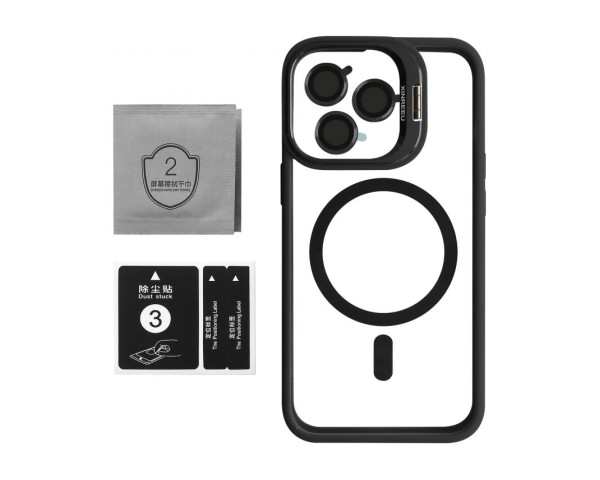 Чехол с функцией MagSafe для Apple iPhone 13 Pro Max с подставкой и защитой для камер black