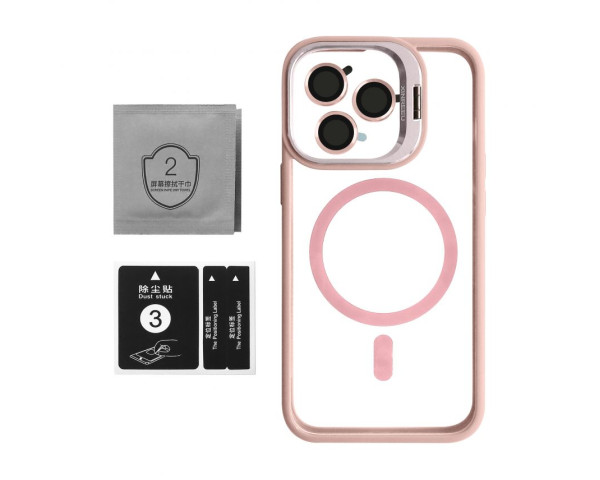 Чохол з функцією MagSafe для Apple iPhone 13 Pro Max з підставкою та захистом для камер pink (10)