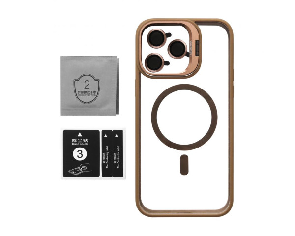 Чохол з функцією MagSafe для Apple iPhone 14 Pro з підставкою та захистом для камер gold brown (9)