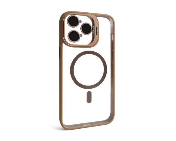 Чохол з функцією MagSafe для Apple iPhone 14 Pro з підставкою та захистом для камер gold brown (9)