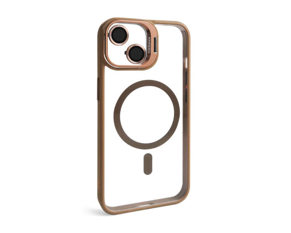 Чохол з функцією MagSafe для Apple iPhone 15 з підставкою та захистом для камер gold brown (9)