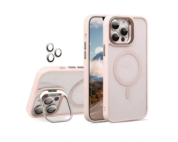 Чохол з функцією MagSafe для Apple iPhone 15 Pro Max з підставкою та захистом для камер pink (10)