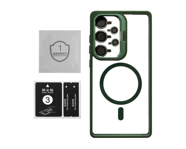 Чохол з функцією MagSafe для Samsung Galaxy S24 Ultra/S928 (2024) з підставкою та захистом для камер green (1)