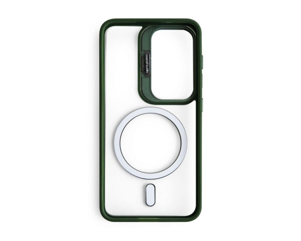 Чохол з функцією MagSafe для Samsung Galaxy S25/S931 (2025) з підставкою та захистом для камер green (1)