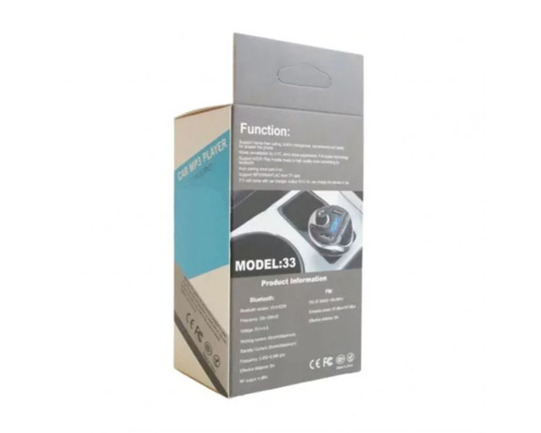 FM-трансмітер A33 Bluetooth 2USB 1A/2.1A black
