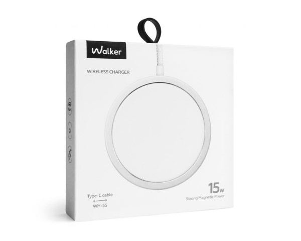 Бездротовий зарядний пристрій WALKER WH-55 15W MagSafe white