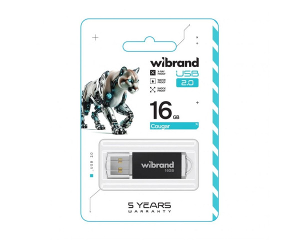 Флеш-пам'ять USB Wibrand Сougar 16GB USB 2.0 black