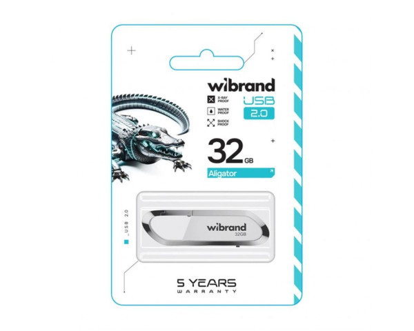Флеш-пам'ять USB Wibrand Aligator 32GB USB 2.0 white
