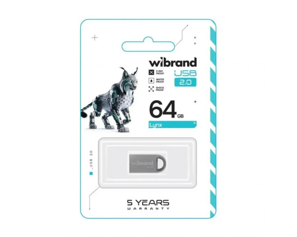 Флеш-пам'ять USB Wibrand Lynx 64GB USB 2.0 silver