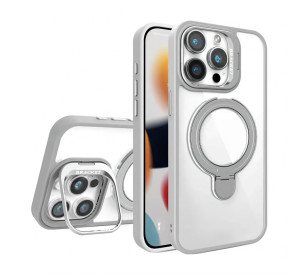Чохол з функцією MagSafe для Apple iPhone 16 з двома підставками та захистом для камер grey (3)
