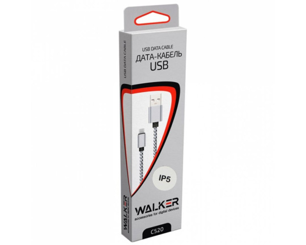Кабель USB WALKER C520 Lightning white/black