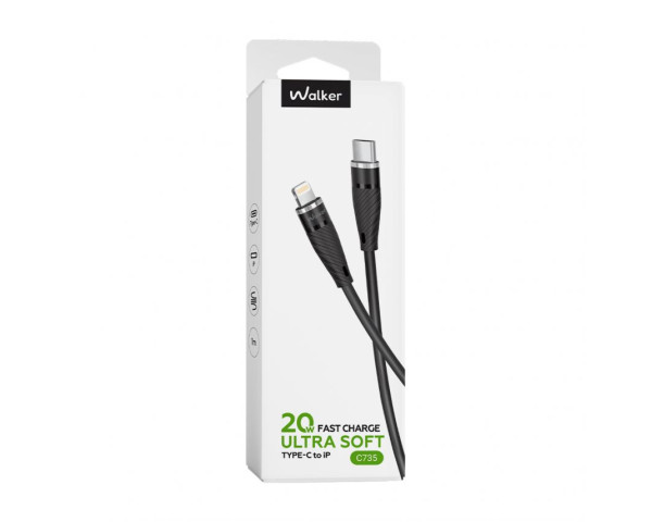 Кабель USB WALKER C735 Type-C to Lightning 20W black