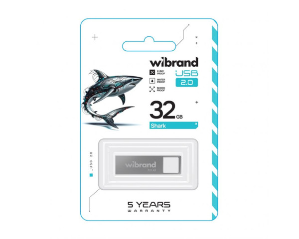 Флеш-пам'ять USB Wibrand Shark 32GB USB 2.0 silver