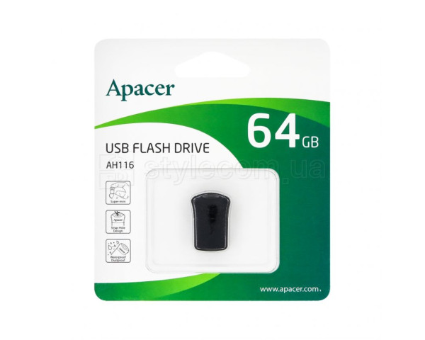 Флеш-пам'ять USB Apacer AH116 64GB black (AP64GAH116B-1)