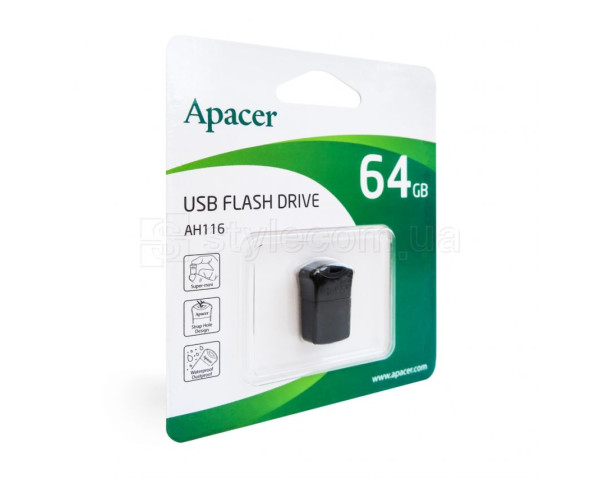 Флеш-пам'ять USB Apacer AH116 64GB black (AP64GAH116B-1)