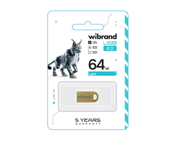 Флеш-память USB Wibrand Lynx 64GB USB 2.0 gold
