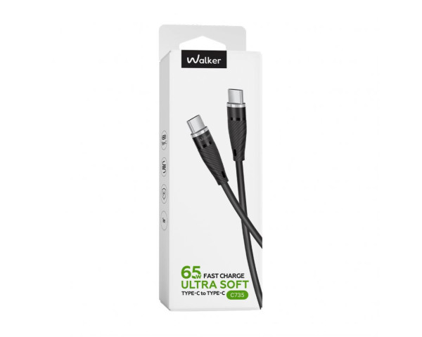 Кабель USB WALKER C735 Type-C to Type-C 65W 2м black