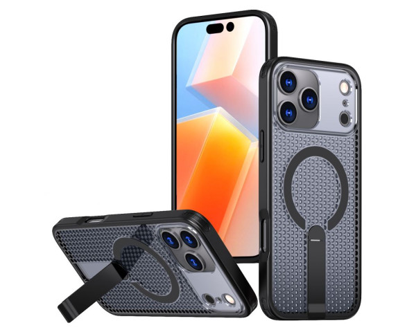 Чохол з MagSafe AeroCool для Apple iPhone 17 з підставкою black (01)
