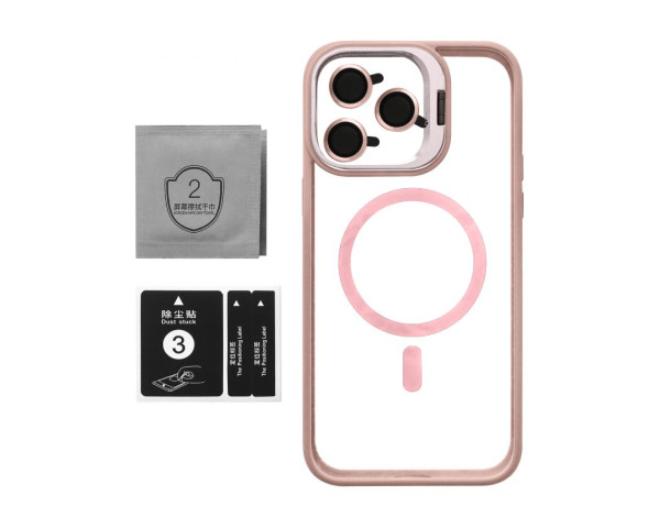 Чохол з функцією MagSafe для Apple iPhone 14 Pro Max з підставкою та захистом для камер pink (10)