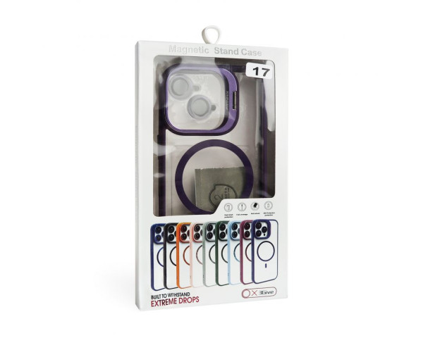 Чохол з функцією MagSafe для Apple iPhone 17 з підставкою та захистом для камер violet (02)