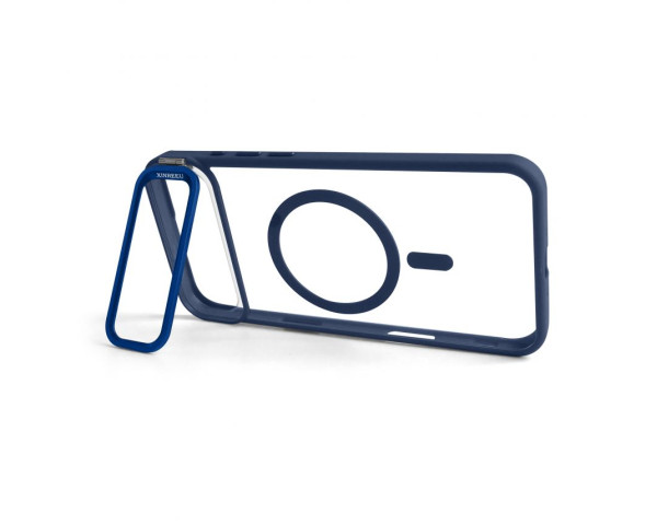 Чохол з функцією MagSafe для Apple iPhone 17 Air з підставкою та захистом для камер dark blue (04)