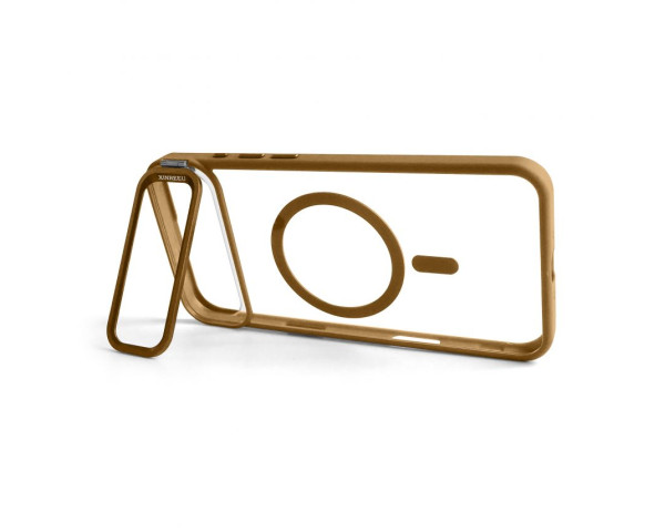 Чохол з функцією MagSafe для Apple iPhone 17 Air з підставкою та захистом для камер gold brown (09)