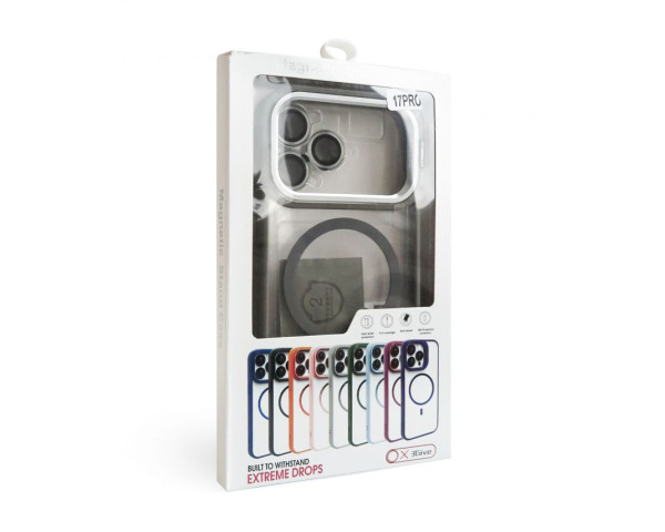 Чохол з функцією MagSafe для Apple iPhone 17 Pro з підставкою та захистом для камер light grey (06)