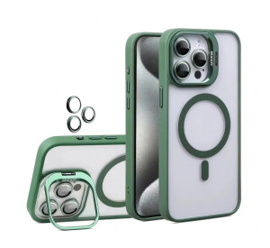 Чохол з функцією MagSafe для Apple iPhone 17 Pro Max з підставкою та захистом для камер green (01)