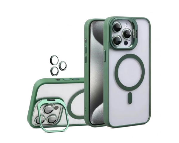 Чохол з функцією MagSafe для Apple iPhone 17 Pro Max з підставкою та захистом для камер green (01)