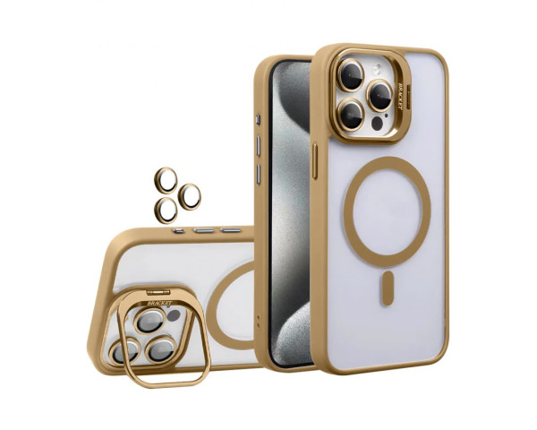 Чохол з функцією MagSafe для Apple iPhone 17 Pro Max з підставкою та захистом для камер gold brown (09)
