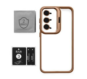 Чохол для Samsung Galaxy S24/S921 (2024) з підставкою та захистом для камер gold brown (9)