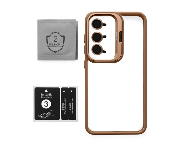 Чохол для Samsung Galaxy S24/S921 (2024) з підставкою та захистом для камер gold brown (9)