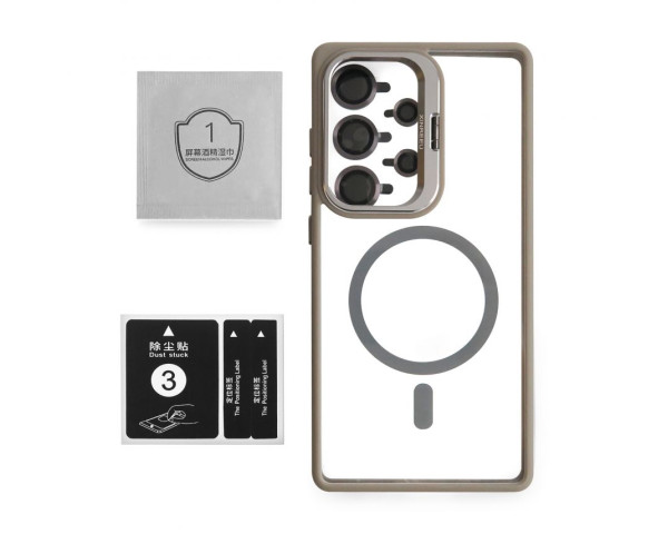 Чехол с функцией MagSafe для Samsung Galaxy S24 Ultra/S928 (2024) с подставкой и защитой для камер light grey (6)