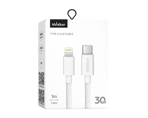 Кабель USB WALKER C860 Type-C to Lightning white