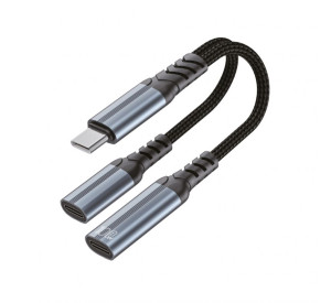 Адаптер WALKER WA-035 Type-C to Type-C Audio + Type-C 100W grey