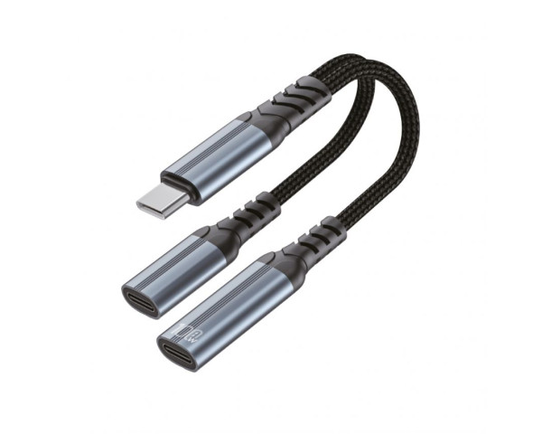 Адаптер WALKER WA-035 Type-C to Type-C Audio + Type-C 100W grey