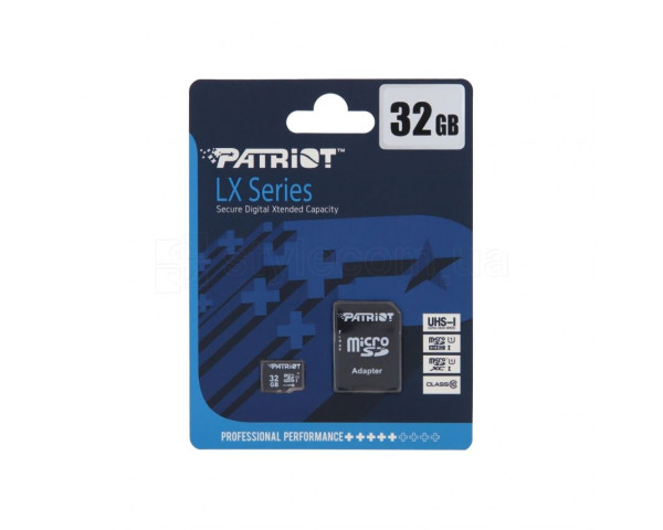 Карта пам'яті Patriot LX MicroSDHC 32GB Class 10 UHS-I + SD-адаптер (PSF32GMCSDHC10)