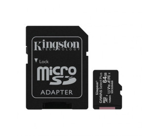 Карта памяти Kingston Canvas Select Plus MicroSDXC 64GB Class 10 UHS-I R100MB/s + SD-адаптер (SDCS3/64GB)