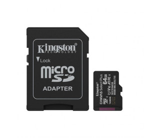 Карта памяти Kingston Canvas Select Plus MicroSDXC 64GB Class 10 UHS-I R150MB/s + SD-адаптер (SDCS3/64GB)