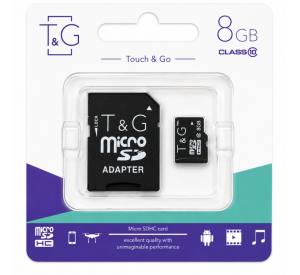 Карта пам'яті T&G MicroSDXC 8GB Class 10 UHS-1 + SD-адаптер (TG-8GBSDCL10-01)