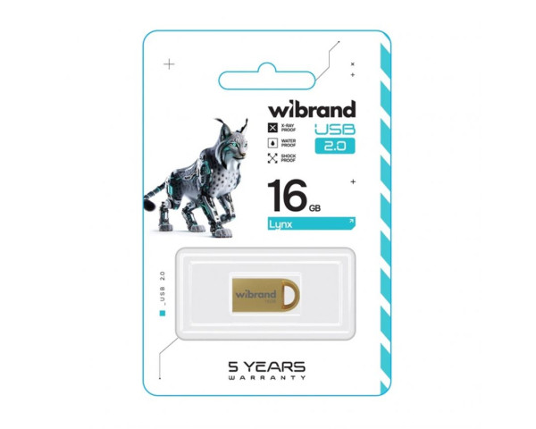 Флеш-память USB Wibrand Lynx 16GB USB 2.0 gold